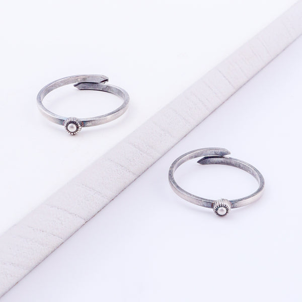 Tiny Silver Adjustable Textured Dot Toe Ring