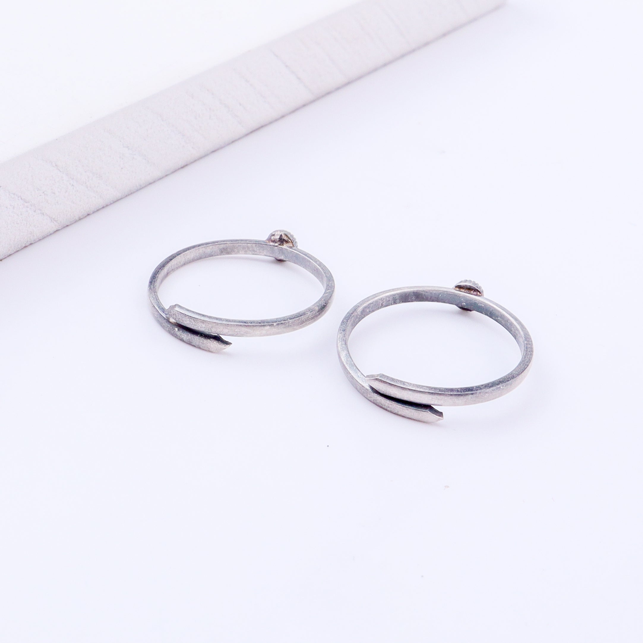 Tiny Silver Adjustable Textured Dot Toe Ring