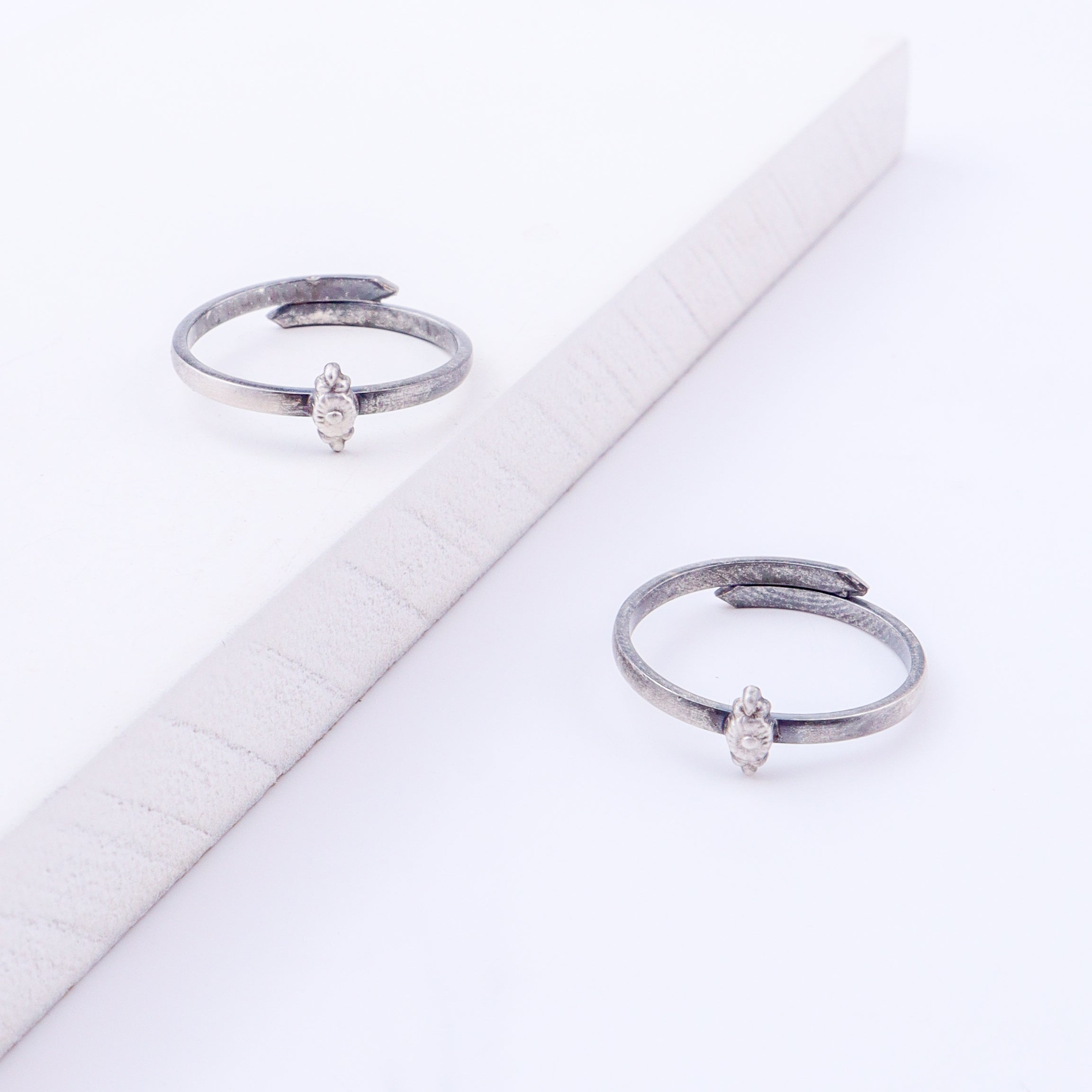 Tiny Silver Adjustable Textured Eye Symbol Toe Ring