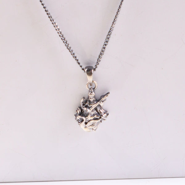 Silver Saraswati Pendant