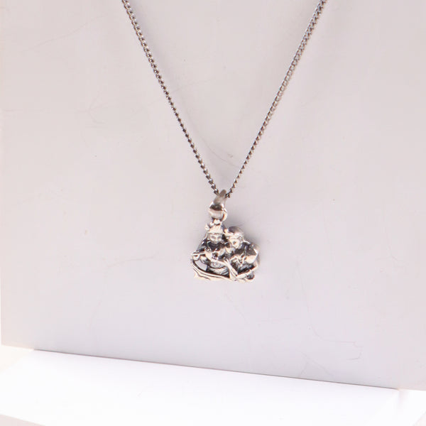 Silver Radha Krishna Pendant Necklace