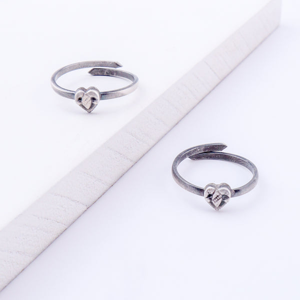 Tiny Silver Adjustable Textured Heart Toe Ring