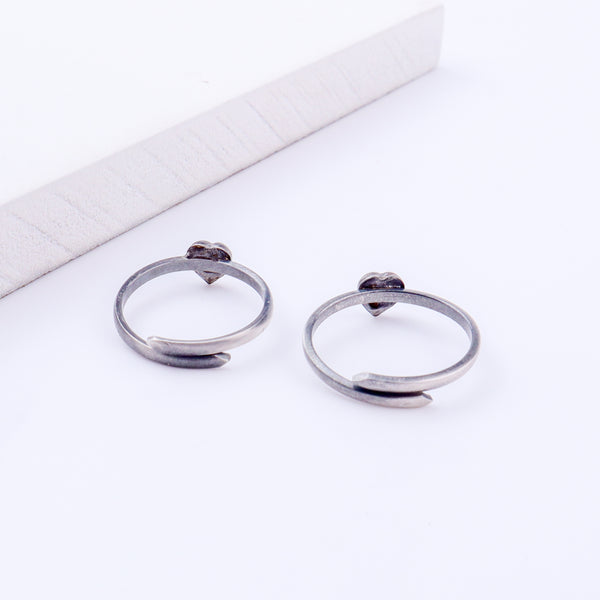 Tiny Silver Adjustable Textured Heart Toe Ring