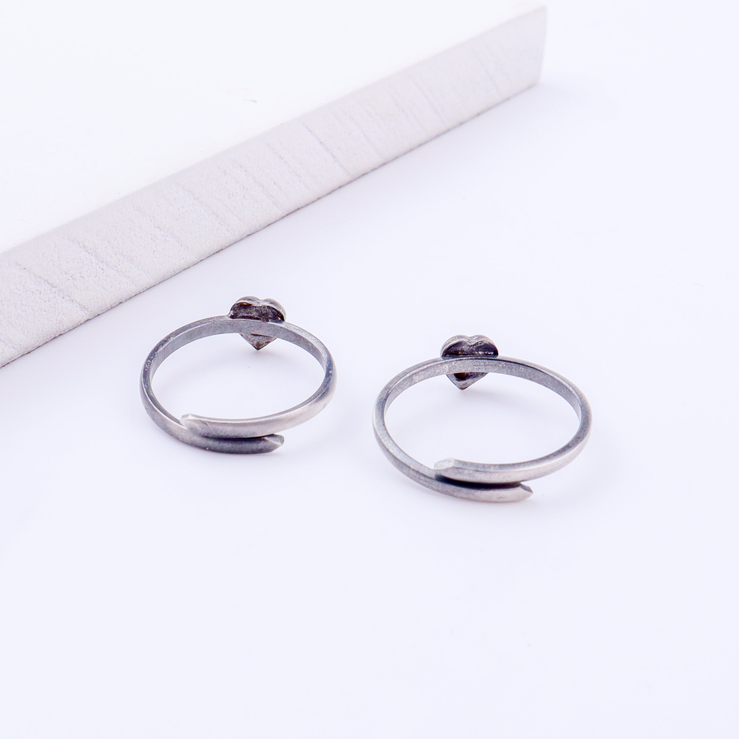 Tiny Silver Adjustable Textured Heart Toe Ring