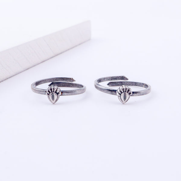 Tiny Silver Adjustable Textured Drop Toe Ring