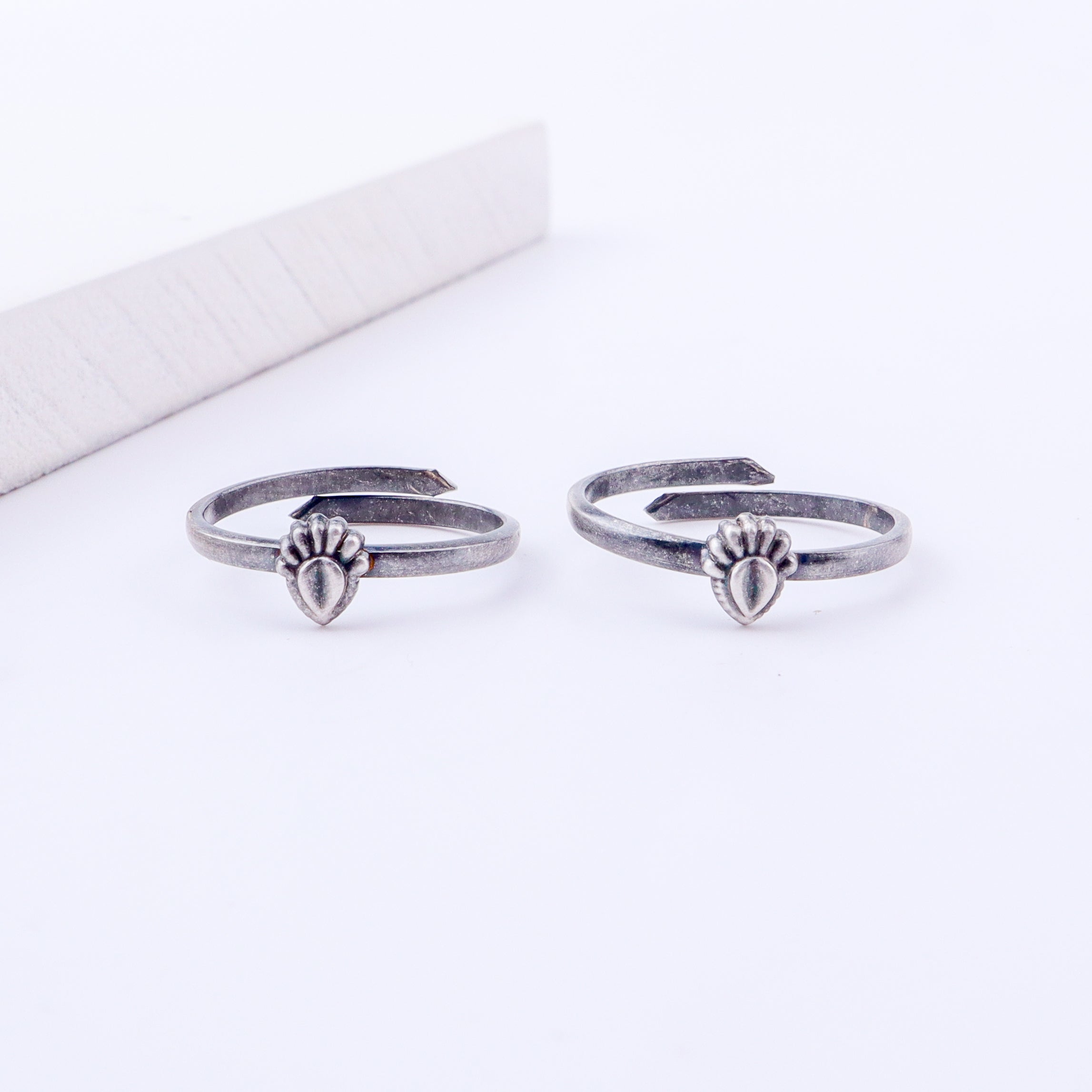 Tiny Silver Adjustable Textured Drop Toe Ring