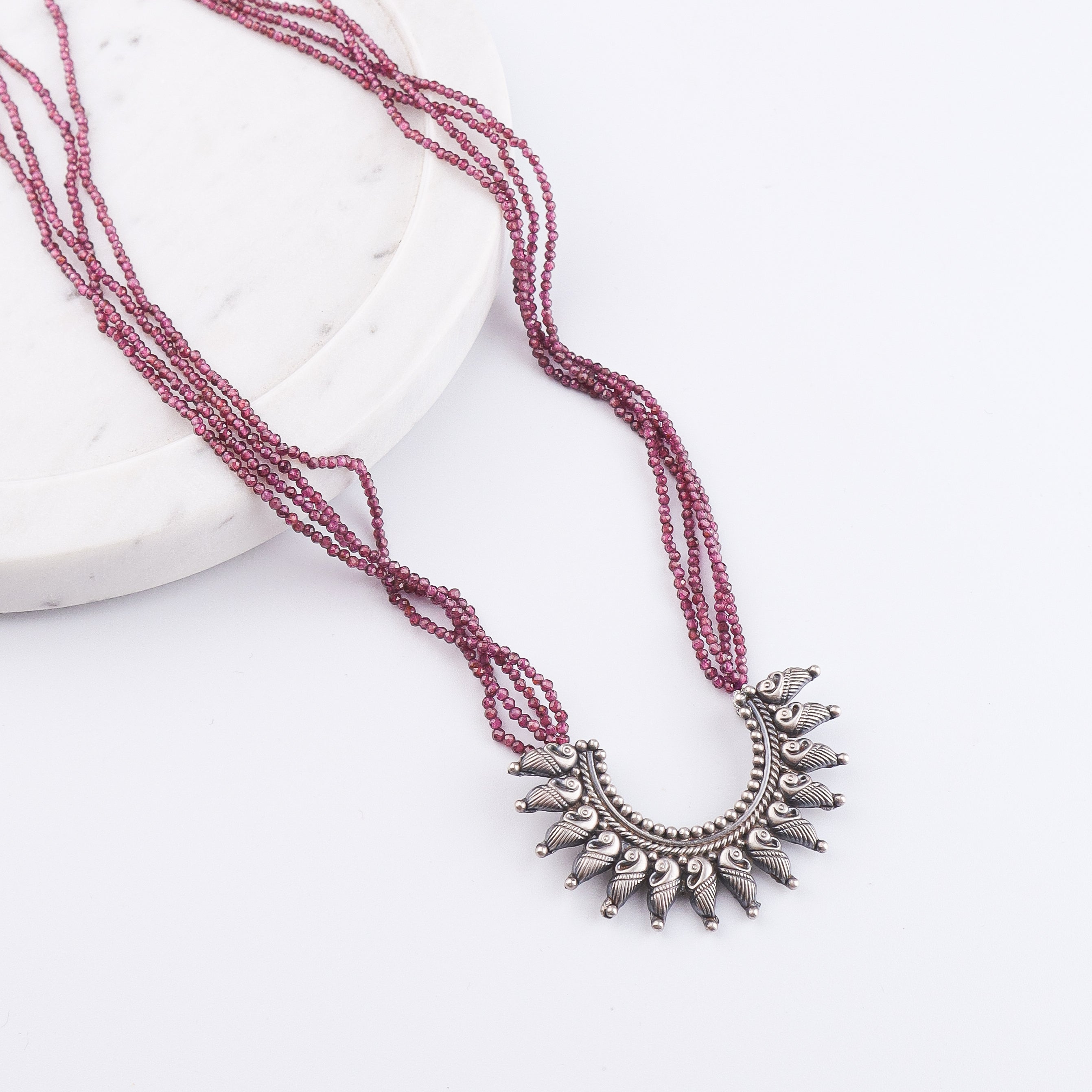 Peacock Pendant Oxidized Silver Necklace