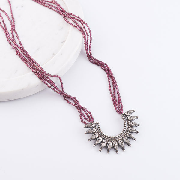 Peacock Pendant Oxidized Silver Necklace
