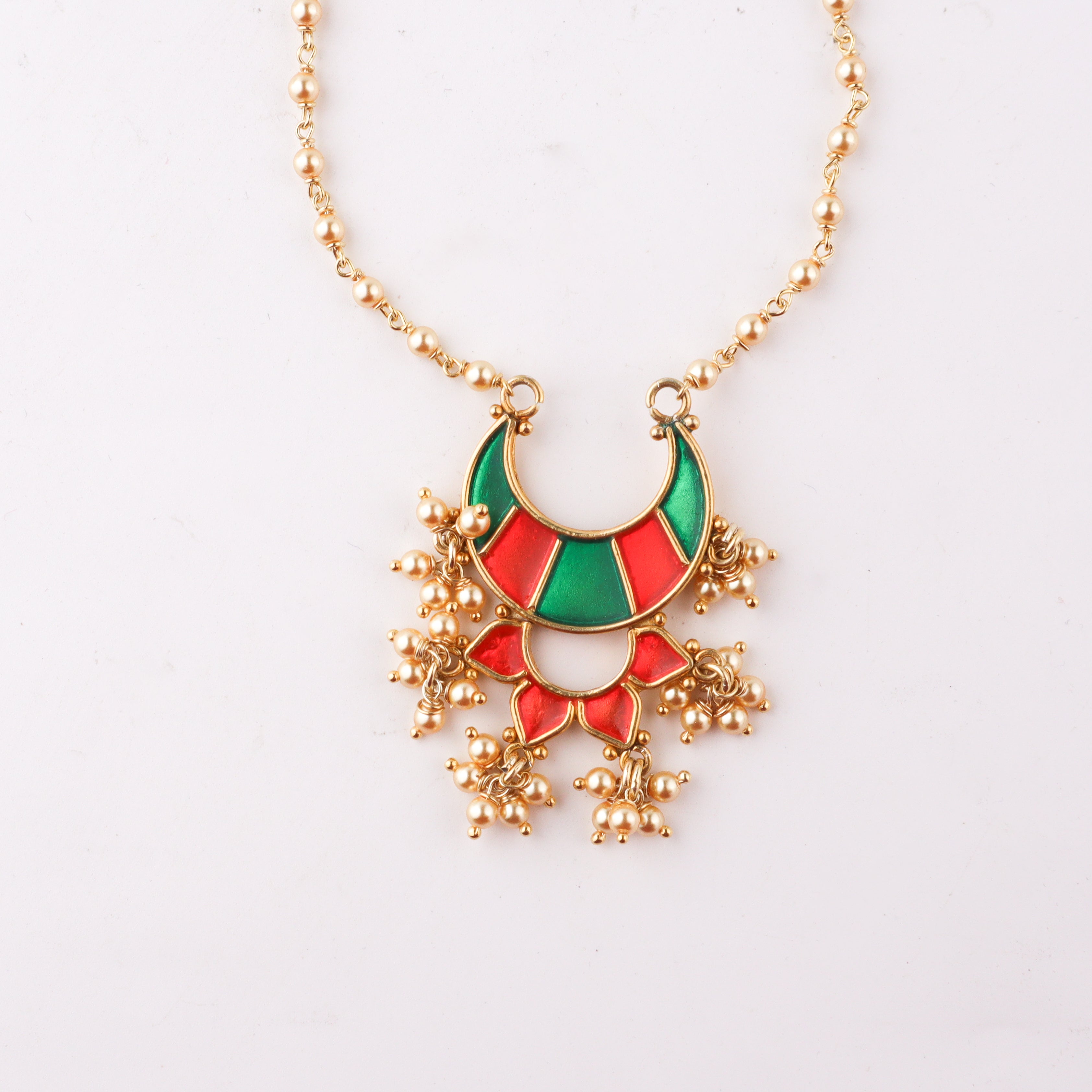 Handcrafted mina chandphool gold plated necklace polished finish
