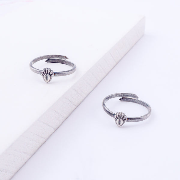 Tiny Silver Adjustable Textured Drop Toe Ring