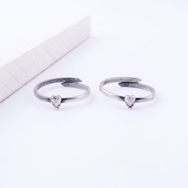 Tiny Silver Adjustable Textured Heart Toe Ring