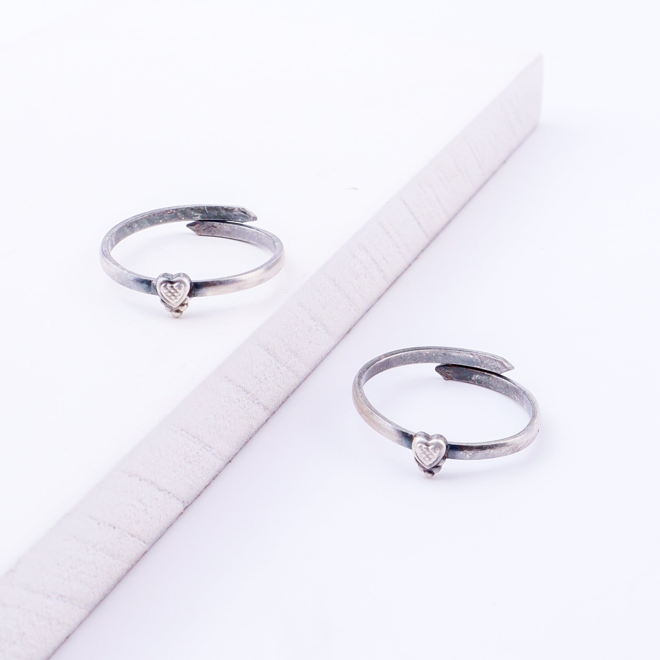 Tiny Silver Adjustable Textured Heart Toe Ring