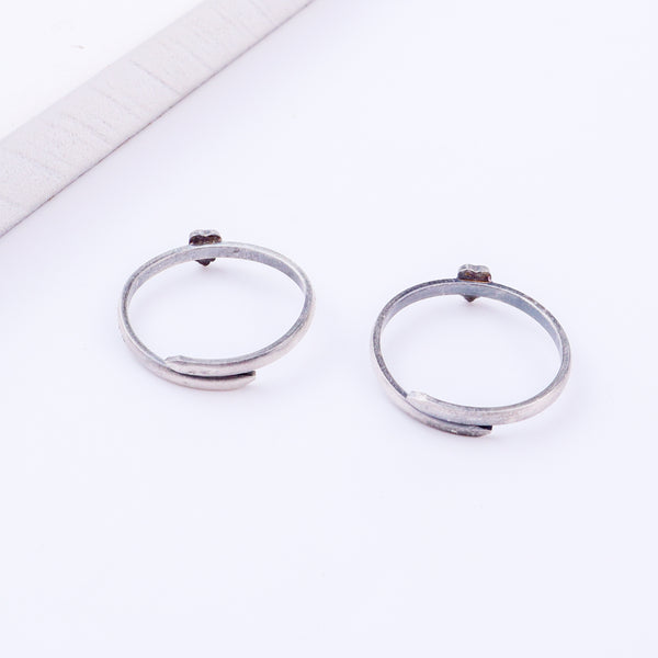 Tiny Silver Adjustable Textured Heart Toe Ring