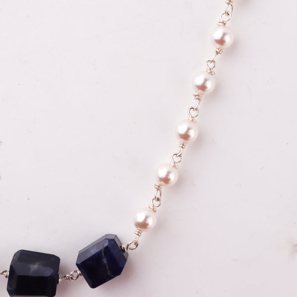 Statement lapis pearl crystal necklace design