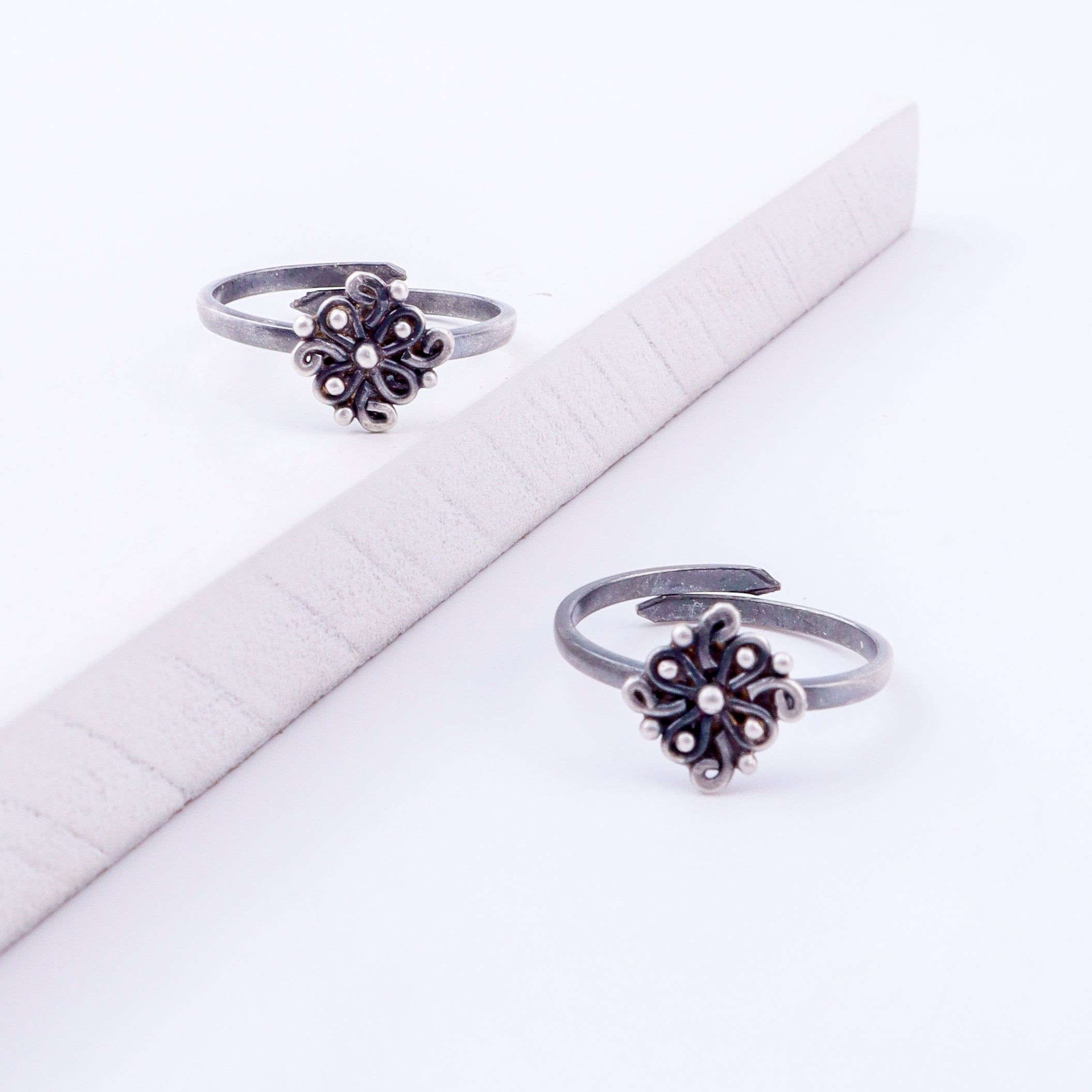 Tiny Silver Adjustable Blossom Toe Ring