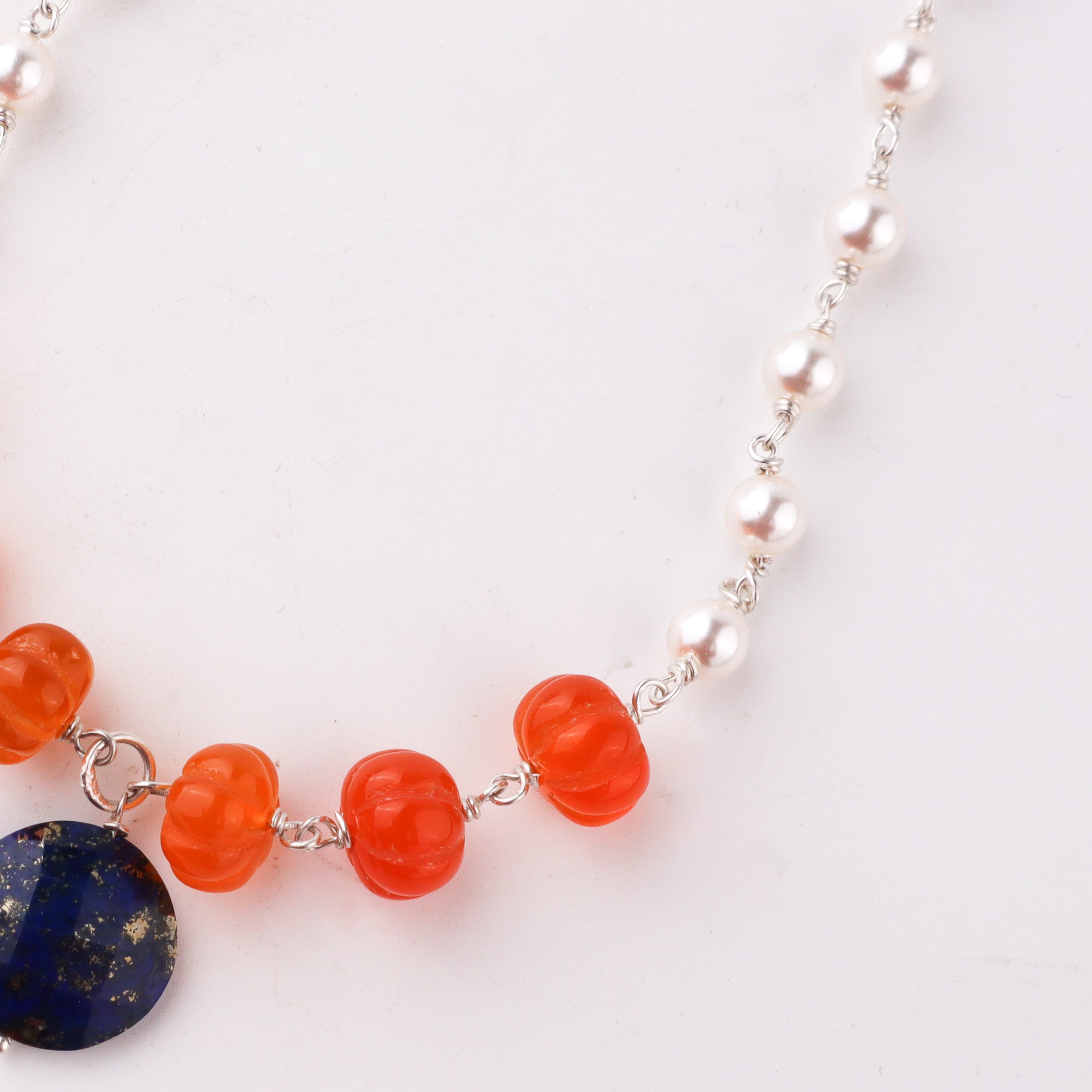 Statement lapis pearl necklace design
