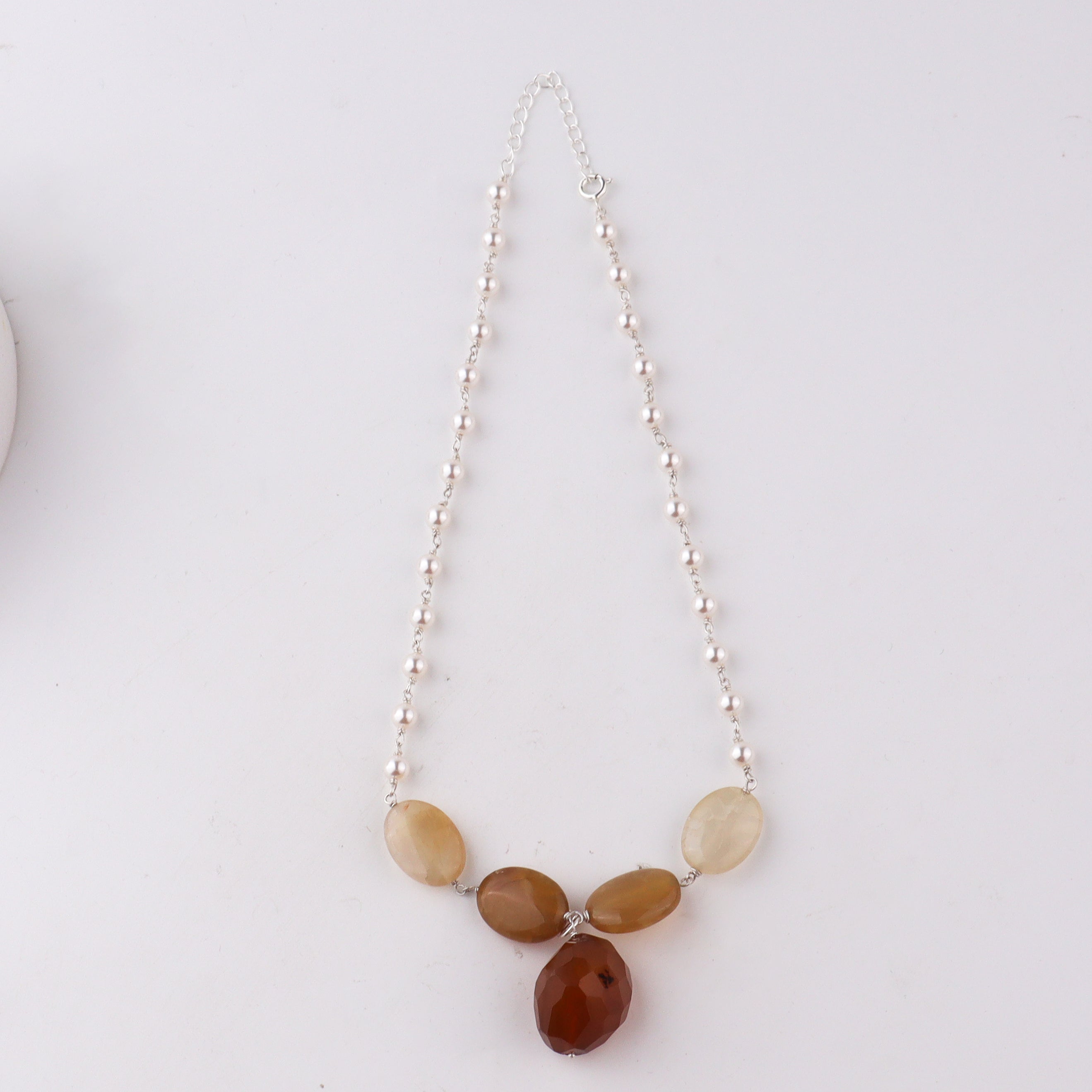 Maharashtrian ganthan pearl citrine necklace handcrafted detailing