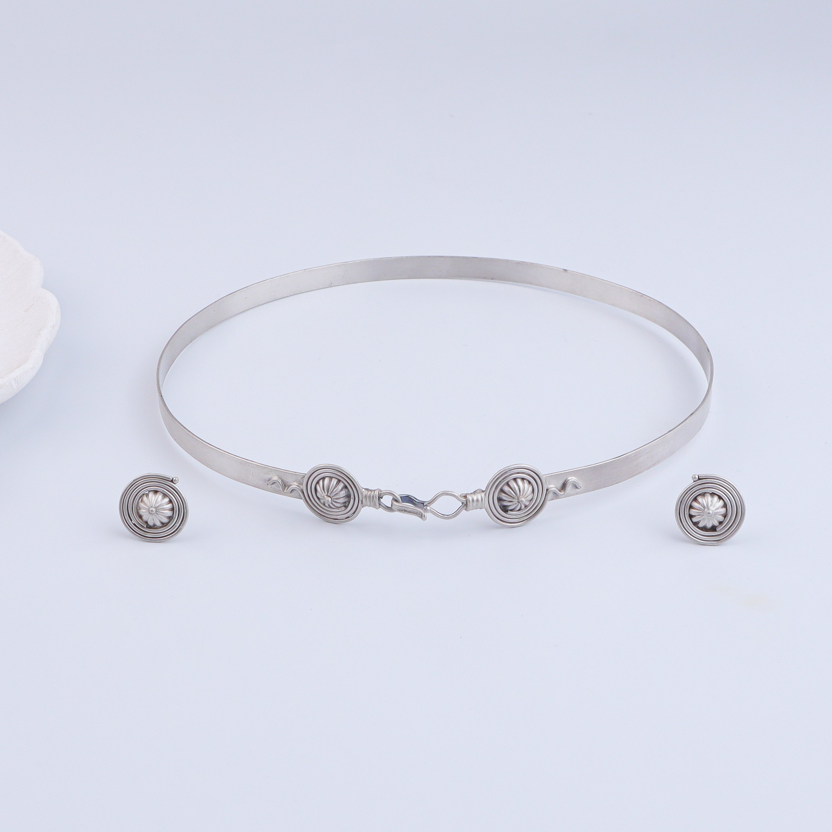 Chitaak – Dome Motif Choker Necklace | Oxidised Silver | (Made to Order)