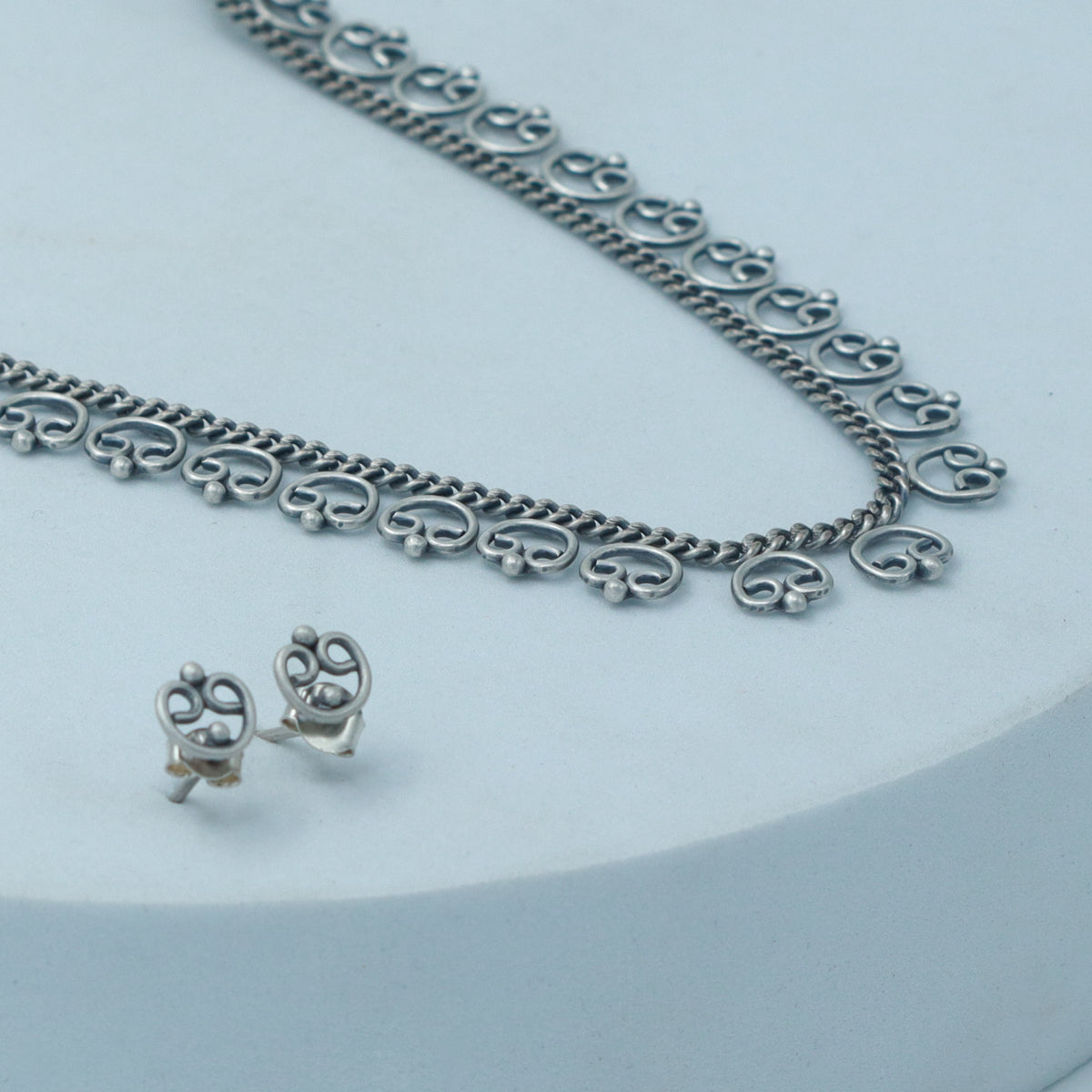 Oxidized Silver Delicate Gopadma Set