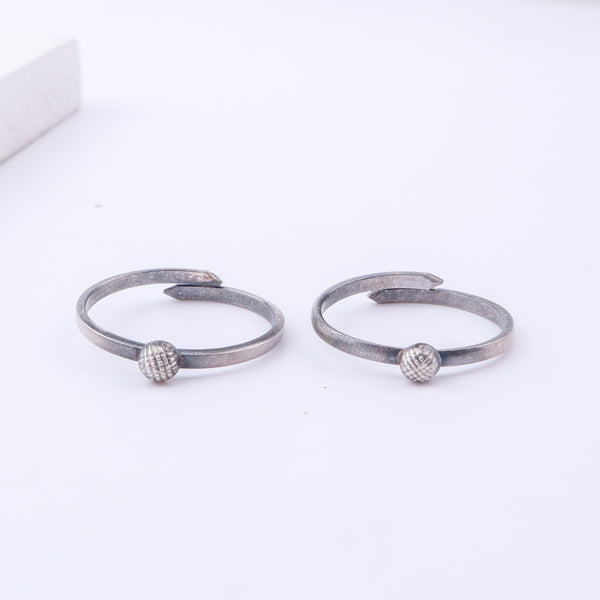 Tiny Silver Adjustable Textured Dome Toe Ring