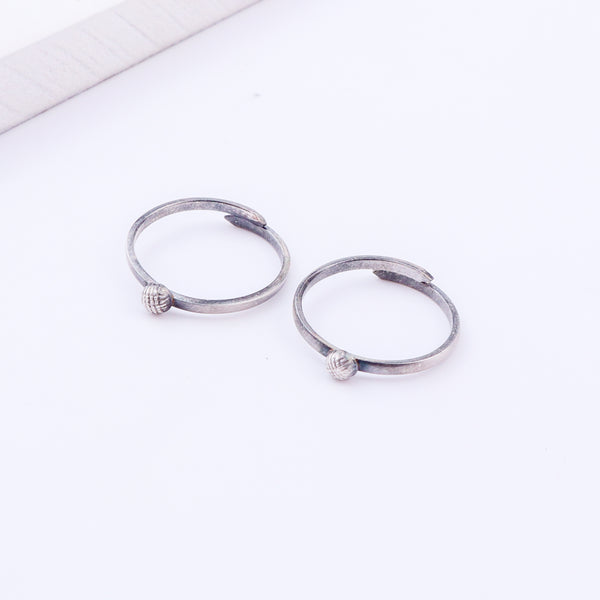 Tiny Silver Adjustable Textured Dome Toe Ring