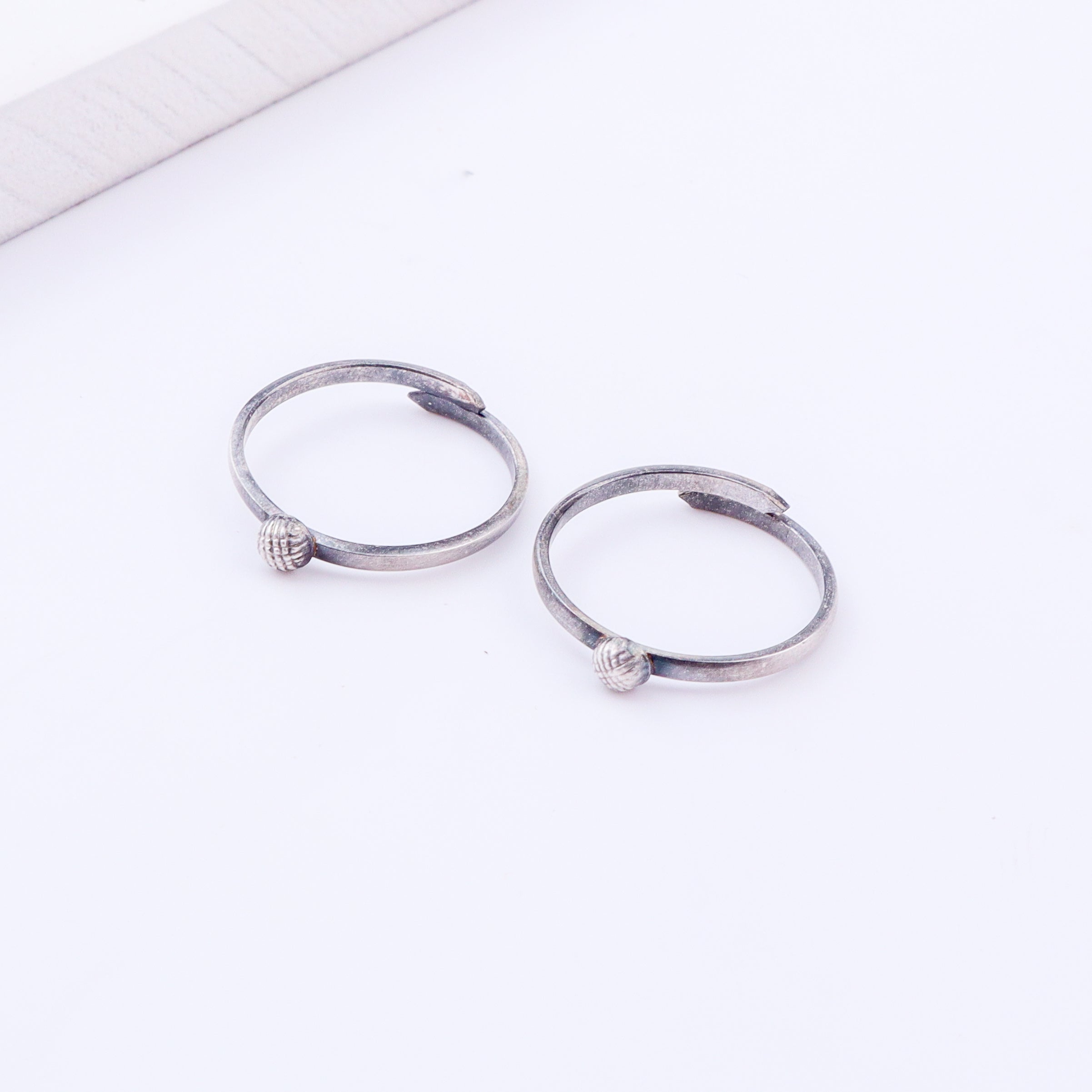 Tiny Silver Adjustable Textured Dome Toe Ring