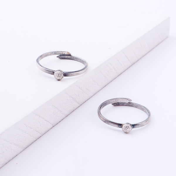 Tiny Silver Adjustable Textured Dome Toe Ring