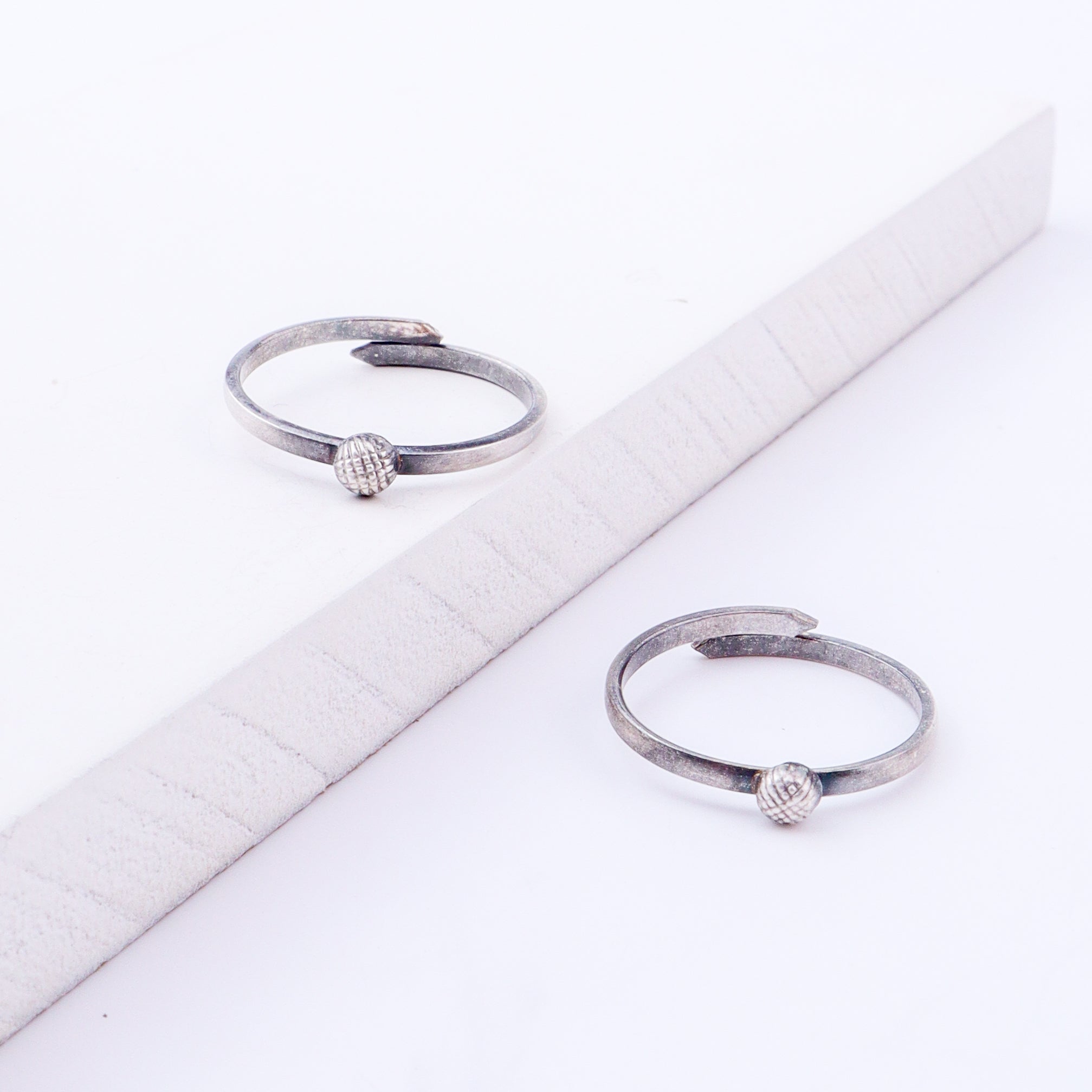 Tiny Silver Adjustable Textured Dome Toe Ring