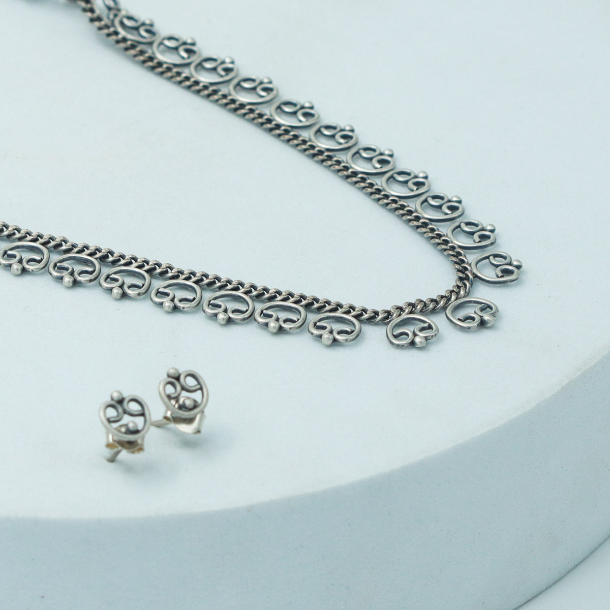 Oxidized Silver Delicate Gopadma Set