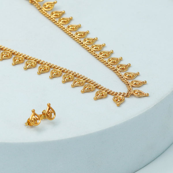 Silver Delicate Leaf Set | 92.5 Silver | 22K Gold Plated