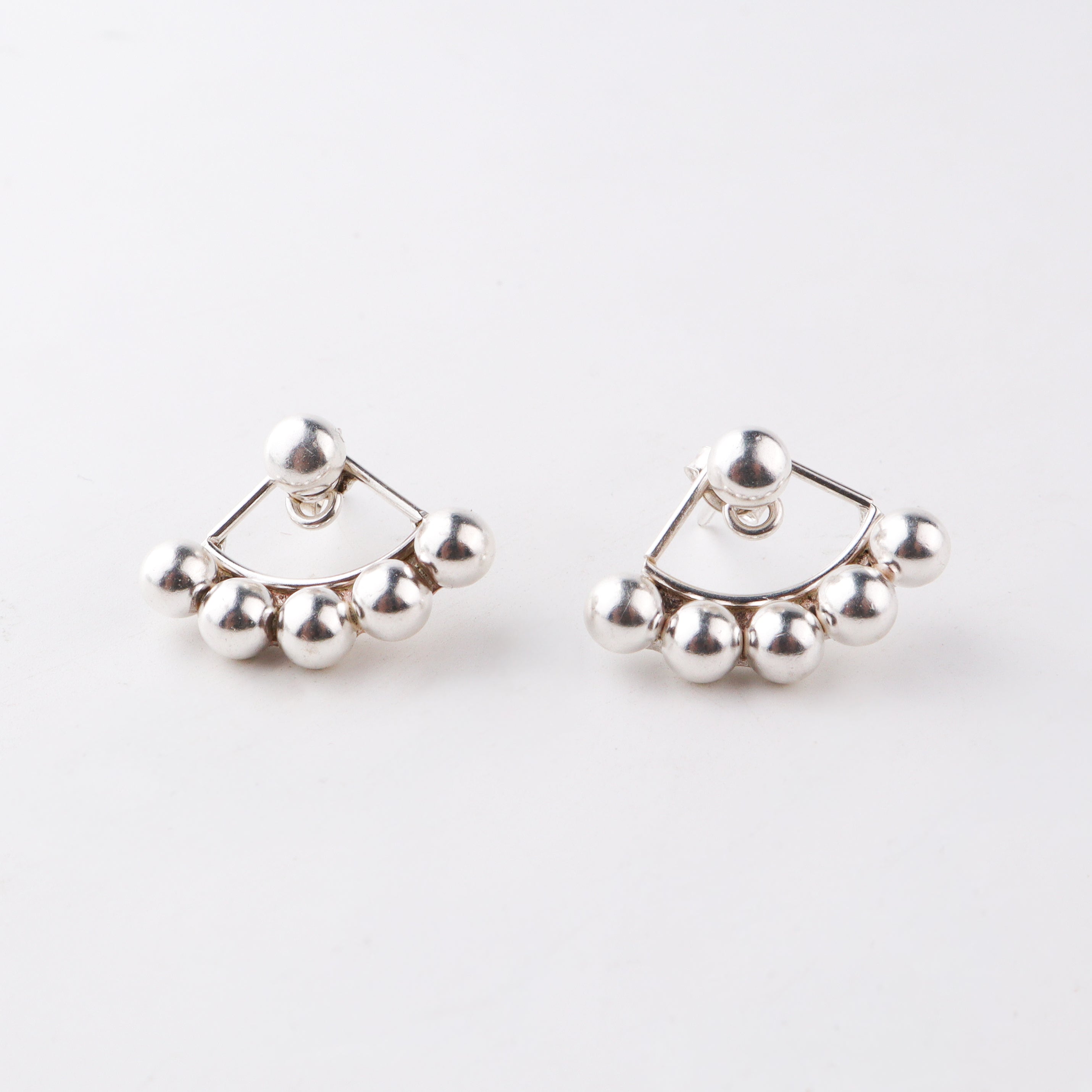 Silver Bead Jacket Earring