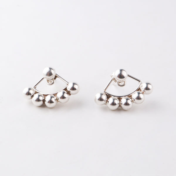 Silver Bead Jacket Earring