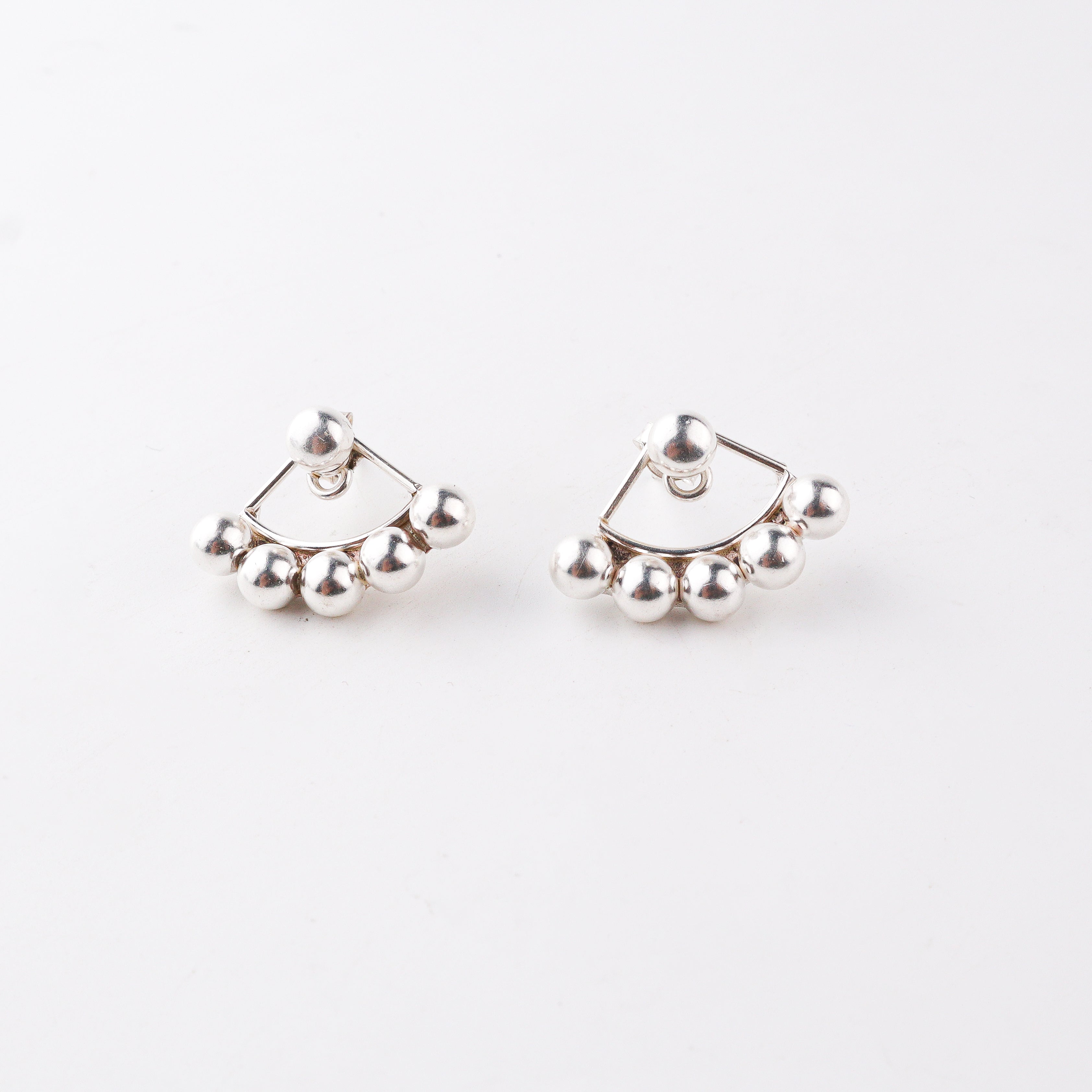 Silver Bead Jacket Earring