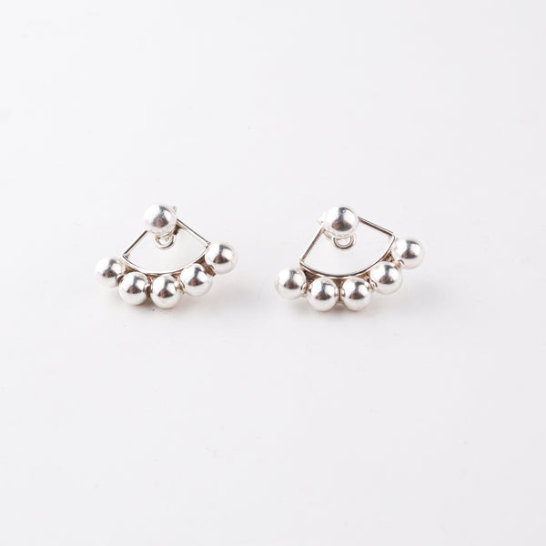Silver Bead Jacket Earring