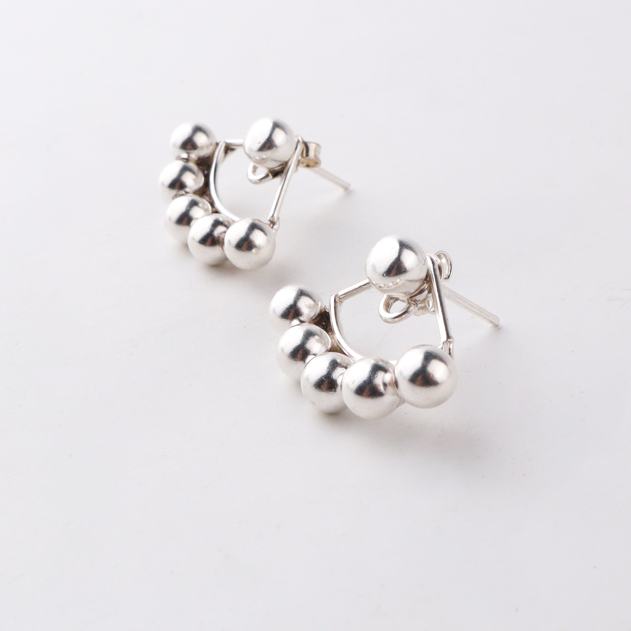 Silver Bead Jacket Earring