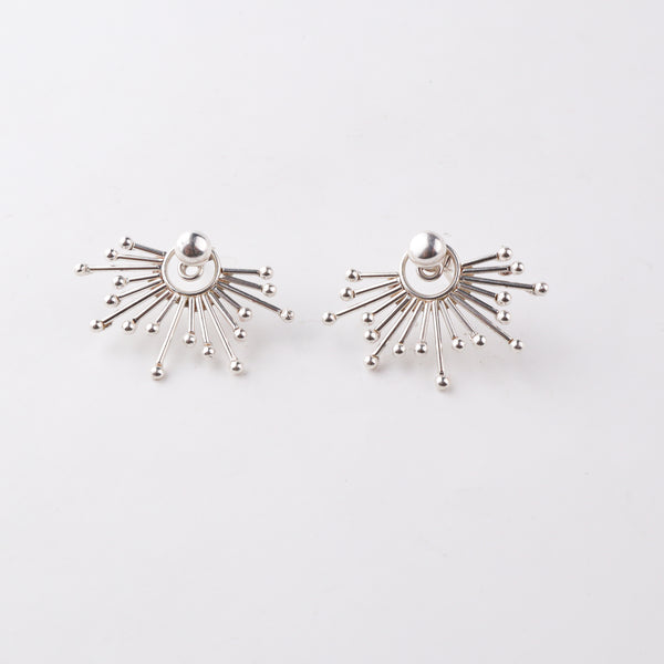 wearing Silver Sparkle Jacket Earrings everyday look