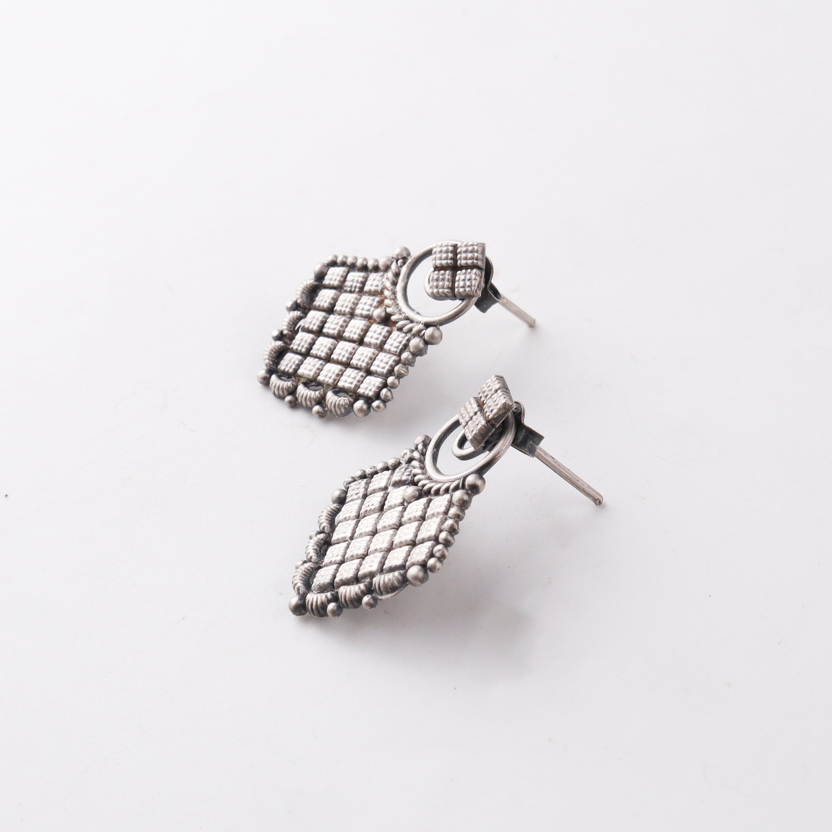 Silver Oxidized Jacket Earring