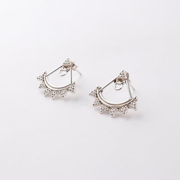 styling oxidized silver jacket earrings with fusion outfit