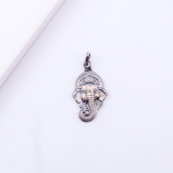 Silver Ganesh Pendant Oxidized Big (Without Chain)