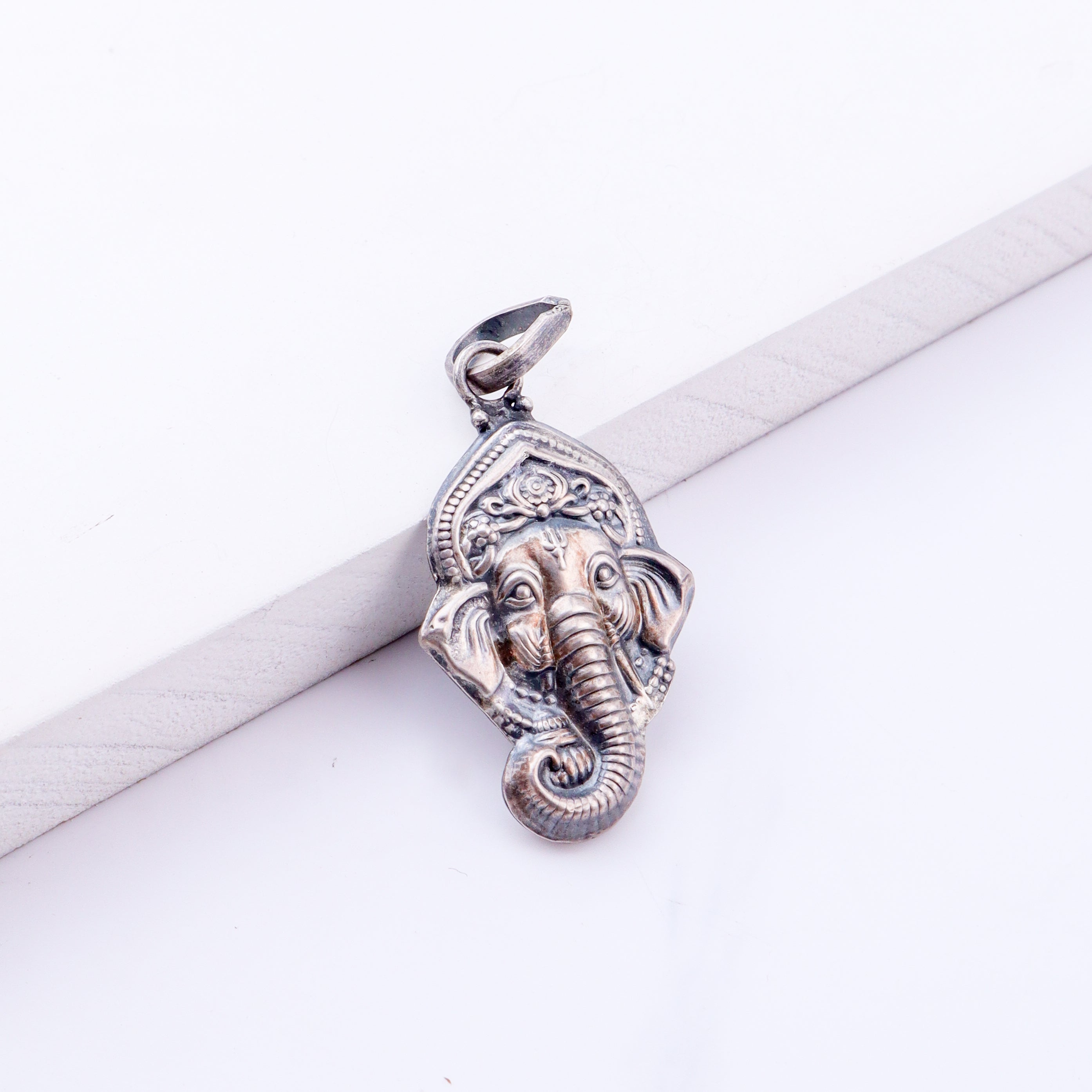 Silver Ganesh Pendant Oxidized Big (Without Chain)