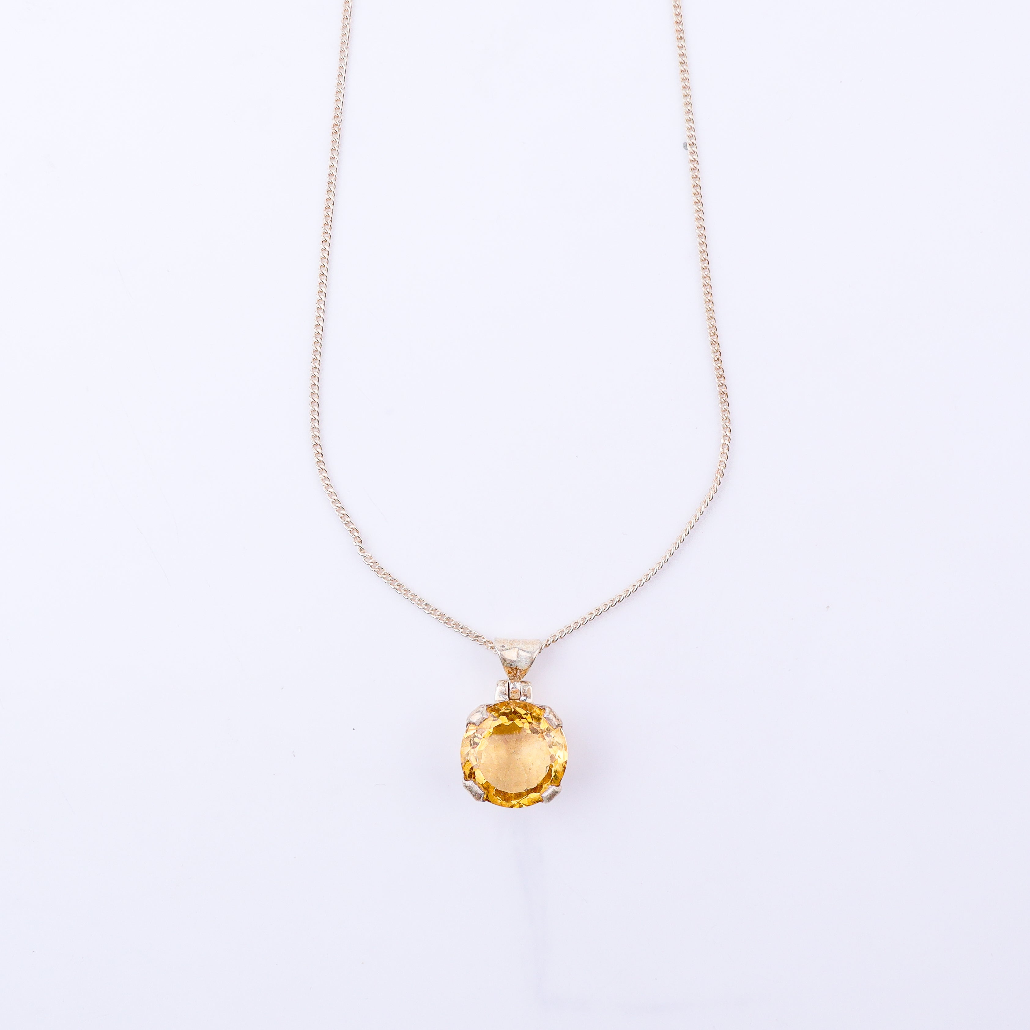 Silver Pendant with Citrine Faceted Stone