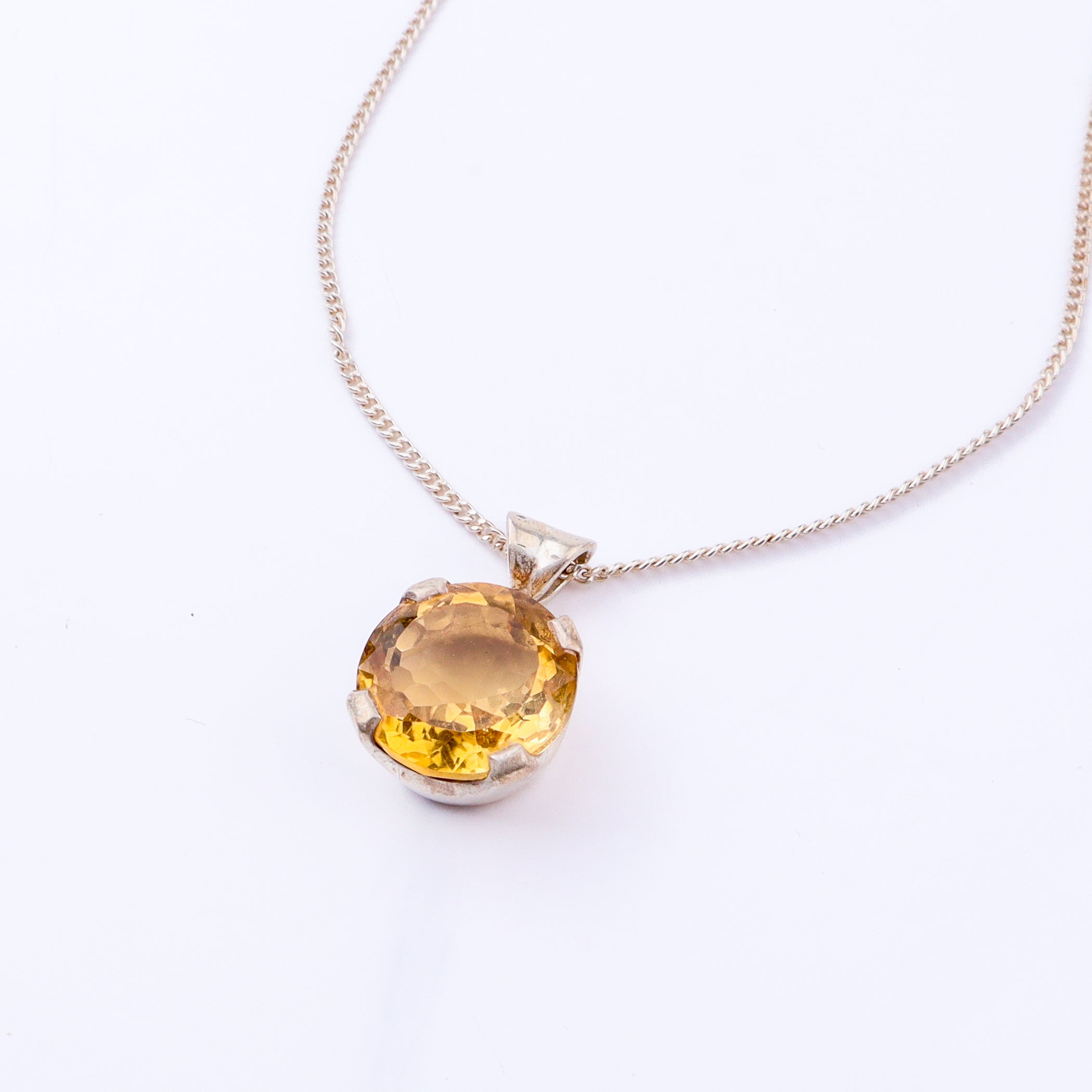 Silver Pendant with Citrine Faceted Stone