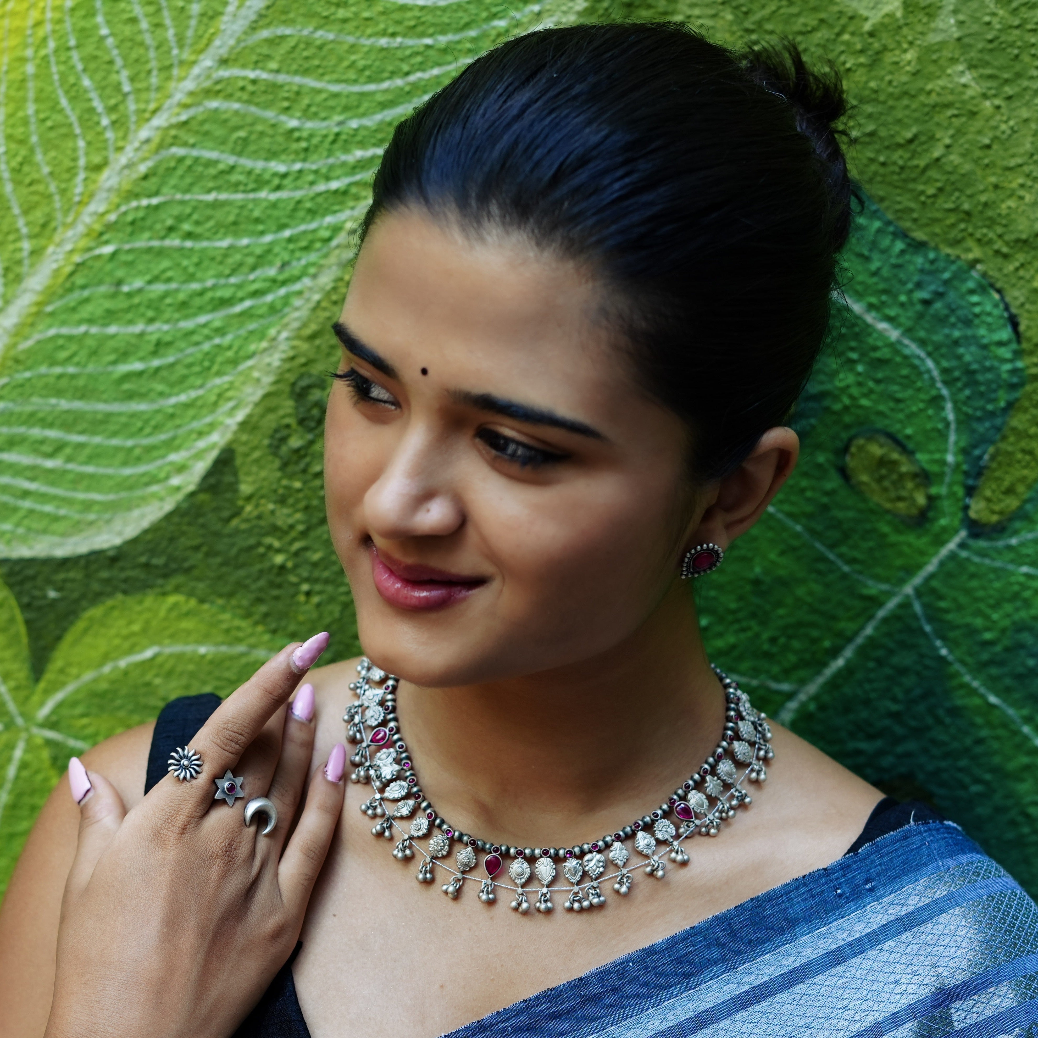 Oxidised Silver Saaj - Big Motif (Made to Order)