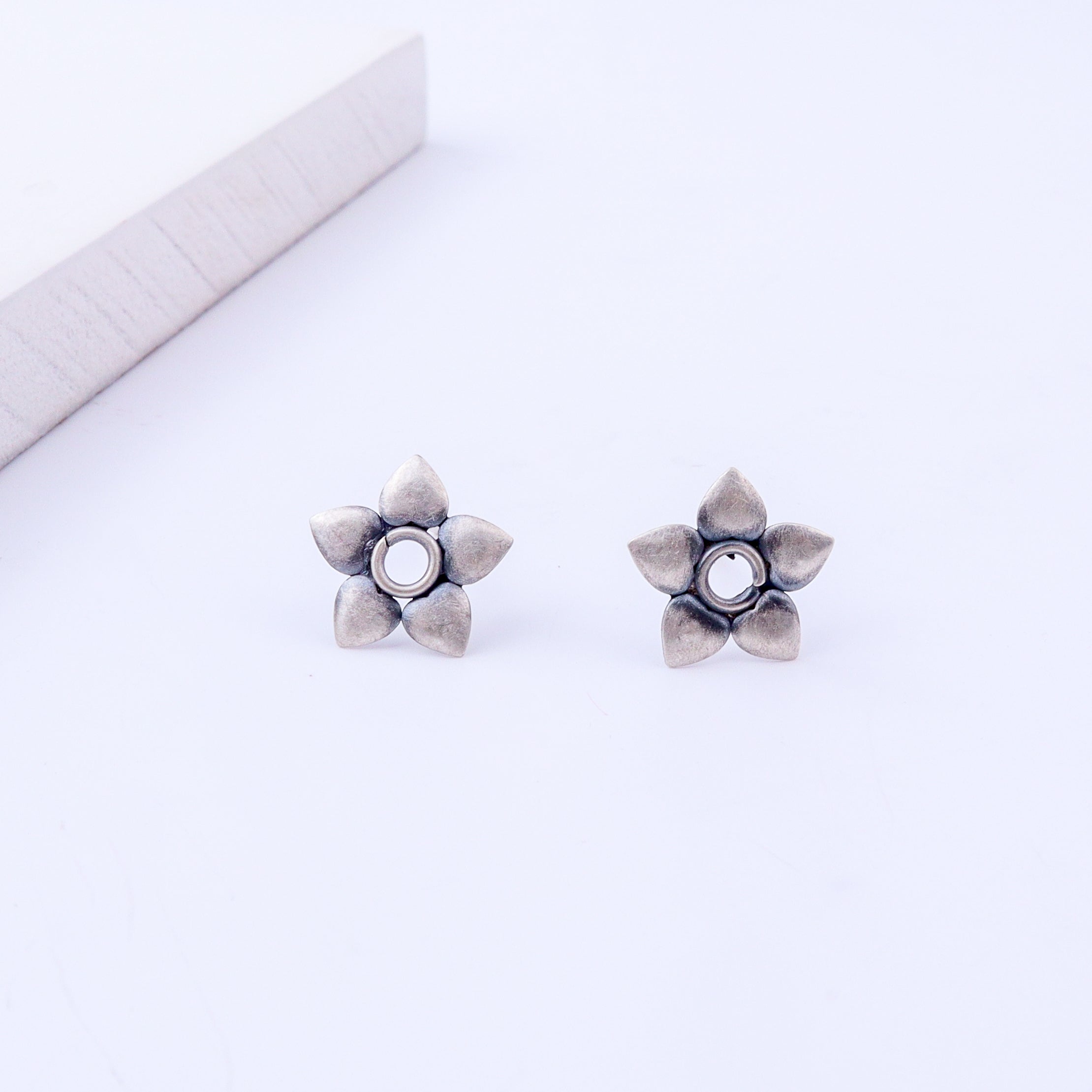Silver Flower Motif Studs