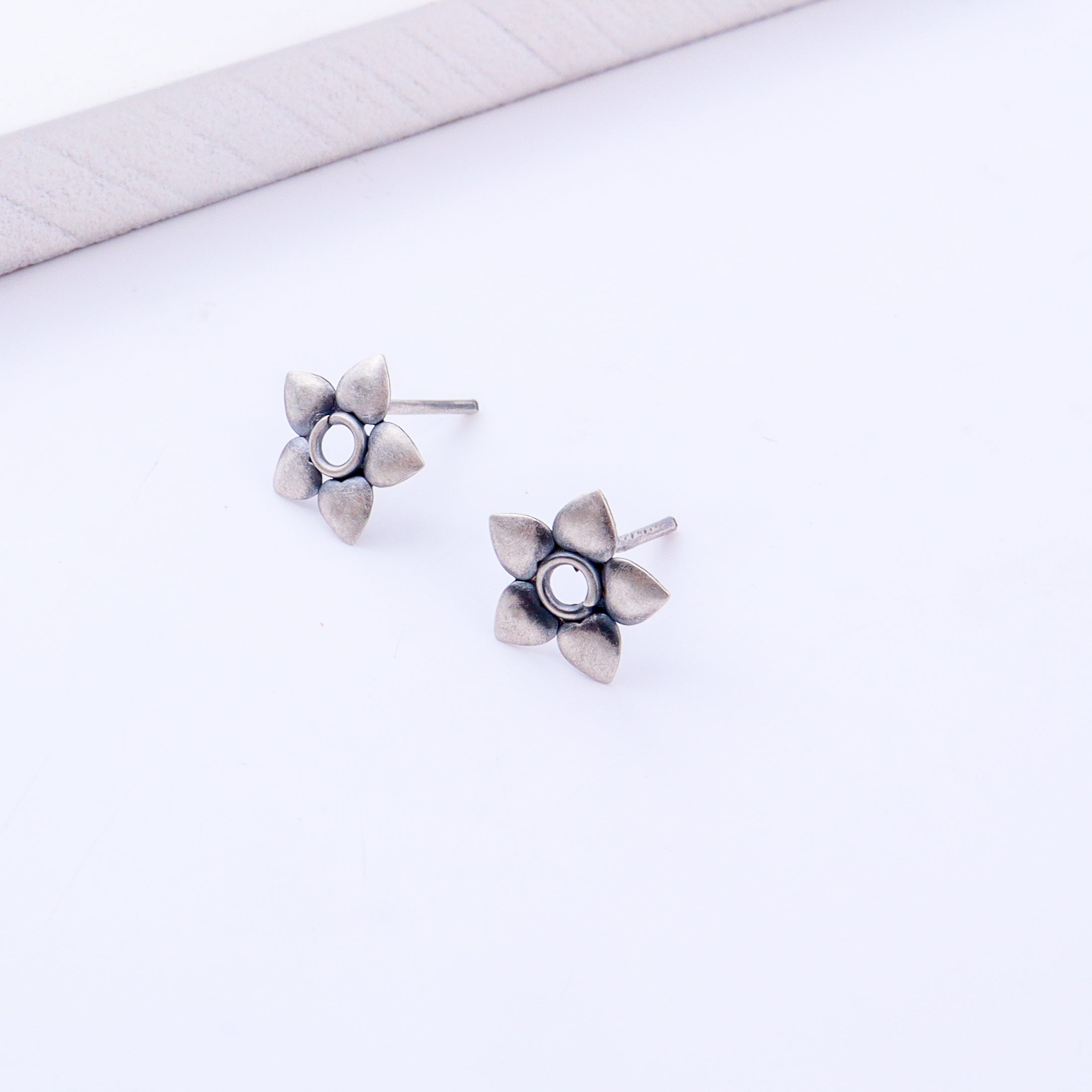 Silver Flower Motif Studs
