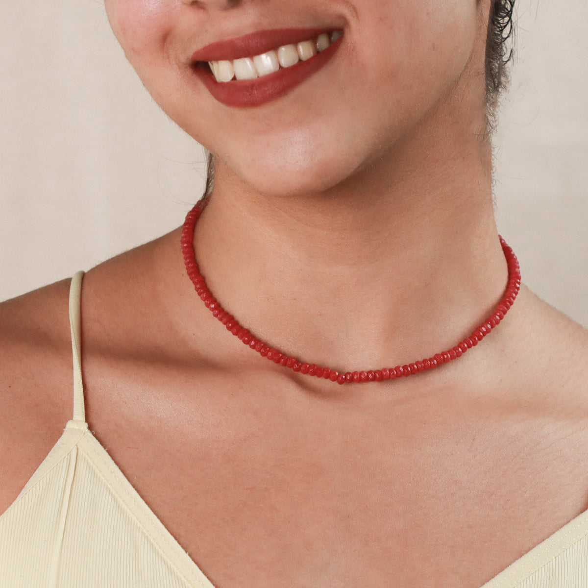 Red Sapphire Silver Necklace