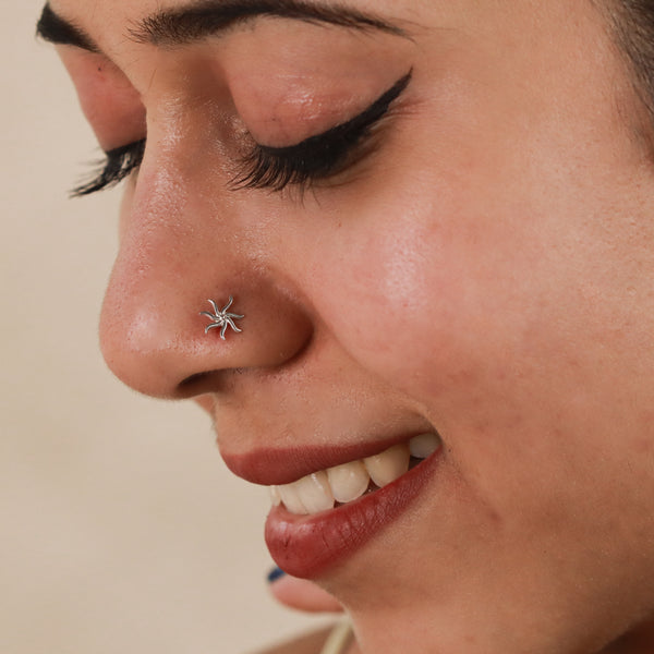 Silver Sun Tiny Nose pin (Pierced)