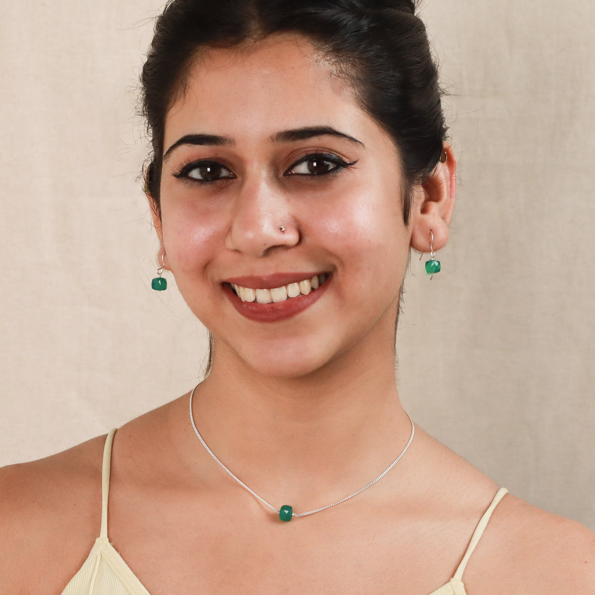 Green Onyx Silver Set