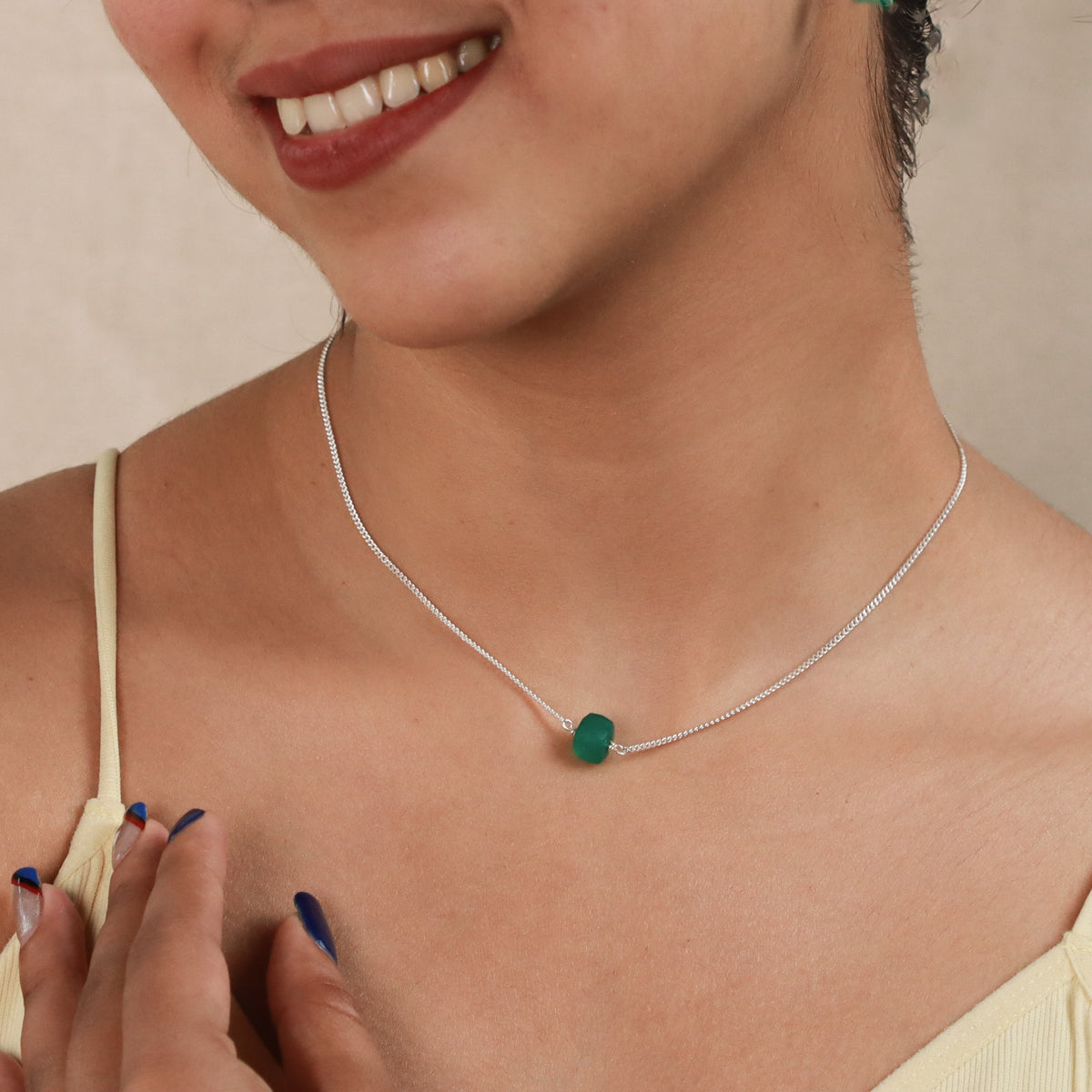Green Onyx Silver Set