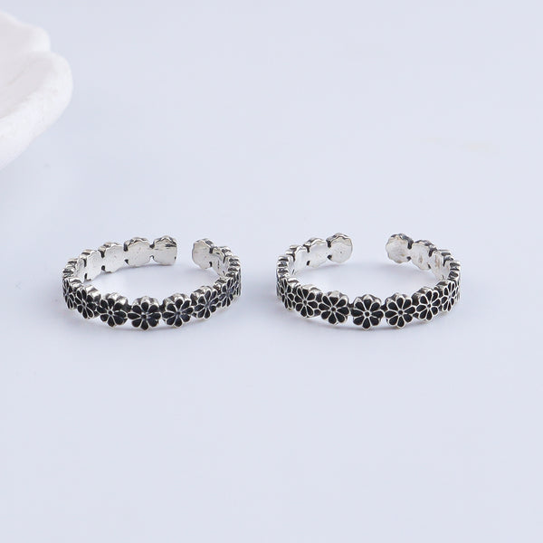 Flower Silver Toe Ring